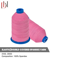 Fil fantaisie rouge 210D 280D 100% Spandex teint, élastique, double couche, pour l'industrie du tissage de vêtements