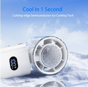 Ventilador de Cuello Portátil Recargable con Pantalla Digital, Compresa Fría, Color Rosa, 5W, Alimentado por Batería, para Interiores y Exteriores - Product Image 3