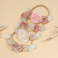 Bandeau élastique à fleurs rose mignon pour bébé fille, bandeau élastique pour nouveau-né et enfant, accessoire pour cheveux doux pour bébé