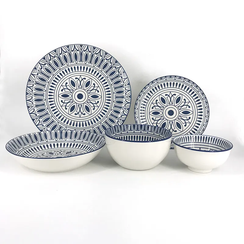 2023 novo design "meibo cerâmica" 18pc porcelana com almofada impressão jantar conjunto