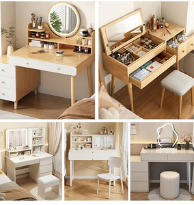 Rắn sồi bàn trang điểm Scandinavian Vanity bàn với mềm-đóng ngăn kéo hạt gỗ tự nhiên - Product Image 5