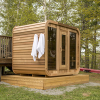 Sauna extérieur traditionnel en cèdre rouge canadien, en bois massif, à vapeur sèche, avec panneau de commande informatisé et fenêtres en traversée 9ebeauty