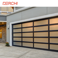 DERCHI, fabricant de premier plan, porte de garage sectionnelle automatique en aluminium, verre trempé, plexiglas, acier, vue complète