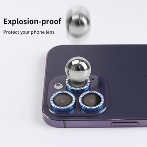 Protector de <span class=keywords><strong>cristal</strong></span> templado para lente de <span class=keywords><strong>cámara</strong></span>, <span class=keywords><strong>cristal</strong></span> brillante colorido de lujo, Diamante 3d 9h, antigolpes, para <span class=keywords><strong>iphone</strong></span> 14, paquete de 3 uds. - Product Image 6