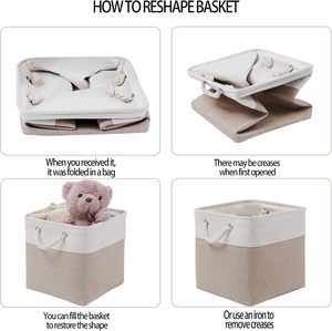 <b>Collapsible</b> Fabric <b>Storage</b> Bin with Ropes Foldable <b>Storage</b> Cubes 11 x 11 Inch Cube <b>Storage</b> Bins for Closet - Product Image 4