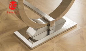 Mesa de Comedor de Mármol Crema y Acero Inoxidable Cromado de 180 cm, Vida Living Arianna, Mármol Gris con Base de Acero Inoxidable - Product Image 6