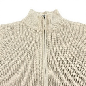 Beige Ribbed Zip up <b>Men's</b> Solid 100% Cotton Sweater Mock Neck <b>Cardigan</b> <b>Long</b> Sleeve Pullover Winter Casual Wear - Product Image 4