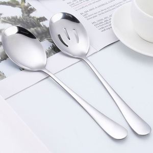 Cuchara de sopa y tenedor de metal de acero inoxidable 410 al por mayor para restaurantes, cocinas occidentales y hoteles, para compartir verduras. - Product Image 1