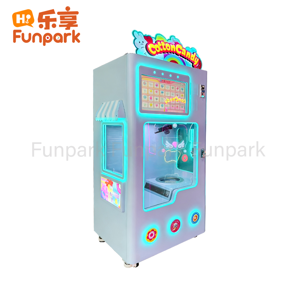 Funpark New Design Factory Direct Sale Cotton Candy Vending Machine Coin Operated Entertainment 1 Year Warranty Customizable