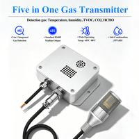 Transmisor de Calidad del Aire Multigas con Sonda Dividida, Sensor de CO2, Formaldehído, TVOC, Temperatura y Humedad, Salida RS485 para Monitoreo Ambiental