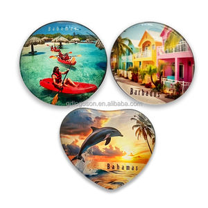 Caribisch Souvenir Op Maat Gemaakte Bahamas Barbados Koelkastmagneten Rond Dolfijn Kustkristal Glazen Koepel Koelkastmagneet Maker - Product Image 1
