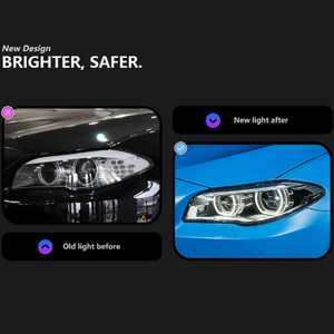 Phares LED avant 12V neufs pour BMW Série 5 F10 F18 2011-2017, clignotants, feux de jour 6000K, 36W 6000lm, garantie 1 an, kit de modernisation - Product Image 6