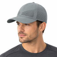 Casquette de baseball sportive à séchage rapide perforée au laser, logo brodé personnalisé, protection UV unisexe, visière incurvée, chapeaux d'extérieur ajustables