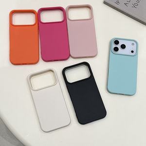 Funda protectora súper suave para iPhone, 17 colores nuevos, naranja, 16 Pro, 15, con textura de lichi y orificios grandes. - Product Image 2
