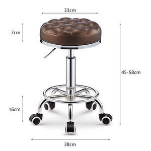 Taburete Rodante Acolchado Vintage - Altura Ajustable, Ruedas Suaves, Eleva la Atmósfera de tu Salón o <span class=keywords><strong>Bar</strong></span> en Casa. - Product Image 6