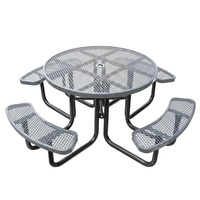 Table de pique-nique commerciale en métal robuste avec banc, en acier à maille expansée et revêtement plastique, pour extérieur et jardin, 4, 6 et 8 pieds