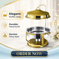 Luxe bruiloft serveer schaal gouden klassieke chafing dish 9.0L buffetset roestvrij staal voedselwarmer high-end hotel restaurant catering