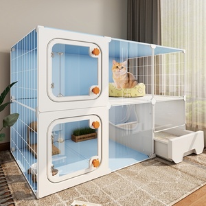 Kattenkooi van roestvrij staal met geïntegreerde kattenbak, toilet, binnenhuis, twee verdiepingen, extra grote ruimte, kattenvilla, één slaapkamer - Product Image 1