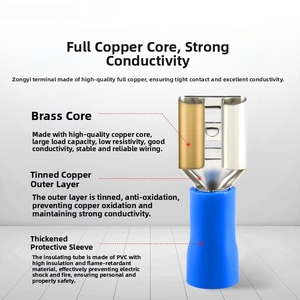 FDD nóng bán Đỏ pre-cách điện nữ nối 1.25 250 187 205 mạ điện uốn kết nối thiết bị đầu cuối dây làm bằng đồng thau - Product Image 3