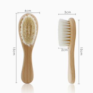 El precio de fábrica al por mayor de la muestra cabra cepillo de bebé, cepillo de pelo de los niños masaje cepillos para el pelo <span class=keywords><strong>recién</strong></span> nacido de madera Mini cepillo de pelo peine - Product Image 6