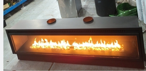Cheminée au gaz intelligente en acier moderne personnalisée avec/sans télécommande, taille 800-2000 mm, carburant propane/gaz naturel, villa - Product Image 3