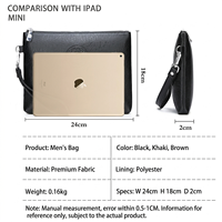 Pochette en cuir PU pour homme, porte-monnaie d'affaires avec motif demi-lune en relief, sac à main grande capacité avec dragonne