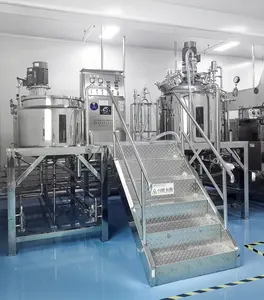Mesin pencampur warna rambut 1T mesin pengolahan minyak Conditioner mesin pembuat Serum sampo emulsifikasi vakum