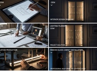 Étagère en verre trempé sur mesure de 8 mm avec éclairage LED, profil en aluminium, solution d'éclairage OEM pour mobilier d'hôtel YB2004-44