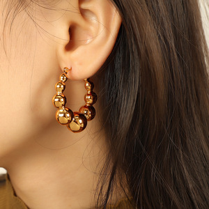 Geometric Hoop <b>Earrings</b> <b>Gold</b> Zinc Alloy U Shape Minimalist Fashion <b>Dangle</b> <b>Earrings</b> EH757G - Product Image 4