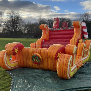 Célébrations gonflables commerciales de Noël de PVC avec le traîneau de notre père Noël gonflable - Product Image 1