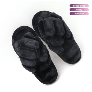 Nuove <span class=keywords><strong>Ciabatte</strong></span> Incrociate da <span class=keywords><strong>Donna</strong></span> in Morbida Pelliccia, Indossabili all'Esterno, con Suola Antiscivolo per Casa, Tinta Unita in Cotone - Product Image 4