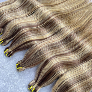 Extensions de cheveux humains lisses P4/27, mèches de cheveux vierges à deux tons, brun et <span class=keywords><strong>blond</strong></span> miel, extensions lisses et soyeuses - Product Image 4