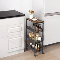 Chariots de rangement de cuisine sur roulettes en acier au carbone, design multi-niveaux pour espaces restreints