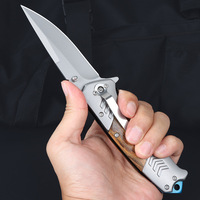 Couteau pliant de poche personnalisable OEM de haute qualité pour l'industrie, lame en acier 3Cr13, manche en bois d'olivier, pour le camping et la chasse en plein air