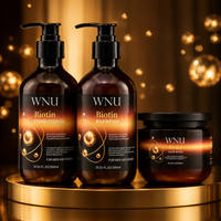 Set Krim Sampo Kondisioner WNU OEM Biotin Formula Vegan Minyak Tea Tree Anti-Ketombe Anti-Kusut Melembutkan Melembapkan Memperbaiki