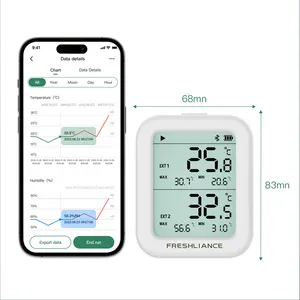 ब्लूटैग TH30B/30R वायरलेस सेंसर ब्लूटूथ तापमान सेंसर बाहरी जांच के साथ