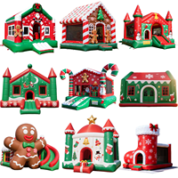 Château gonflable de Noël personnalisé en PVC vert et blanc pour enfants, location pour fêtes de fin d'année