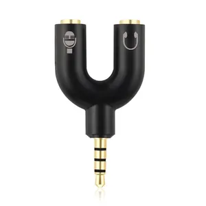 Hot Gold Plated Audio Adapter Headphone Microphone Splitter