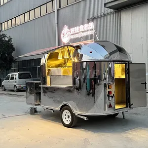Chariot de vente ambulant en acier inoxydable pour pizza et barbecue, camion de cuisine de rue, remorque alimentaire mobile – Grande vente en Allemagne - Product Image 1