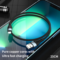 Cable de Datos USB Tipo C Corto de 25 cm, Carga Rápida, Núcleo de Cobre Puro, Cable de Datos Trenzado de Nailon Portátil para Banco de Energía y Viajes