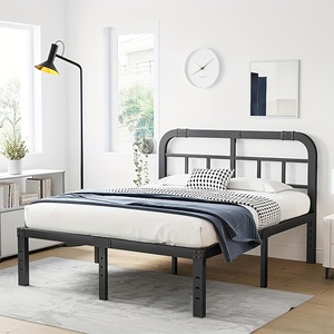 Struttura <span class=keywords><strong>letto</strong></span> king size alta 18 pollici con testiera, telaio <span class=keywords><strong>letto</strong></span> <span class=keywords><strong>in</strong></span> acciaio resistente, struttura <span class=keywords><strong>letto</strong></span> sospesa <span class=keywords><strong>in</strong></span> <span class=keywords><strong>ferro</strong></span> robusta e ispessita - Product Image 1