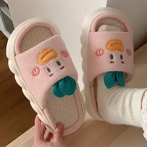 Xixitiao Koe Huis Slippers Indoor Schattige Vrouwelijke Slippers Cartoon Dier Katoenen Linnen Slaapkamer Wolk Glijbanen Sandalen Voor Vrouwen Mannen