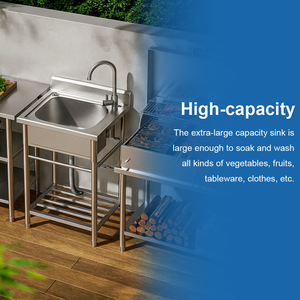 Évier de cuisine professionnel en acier inoxydable à cuve profonde pour restaurants et hôtels, avec service de nettoyage - Product Image 6