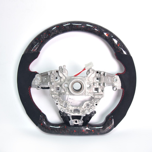 Volant de voiture sport de luxe en cuir et fibre de carbone forgé sur mesure avec LED - Product Image 3
