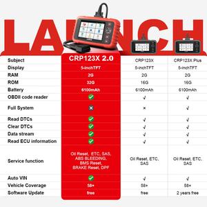 Lecteur de code OBD2 LAUNCH CRP123X V2.0 de 5 pouces avec 7 fonctions de réinitialisation, scanner de diagnostic automobile avec mise à jour gratuite à vie - Product Image 6