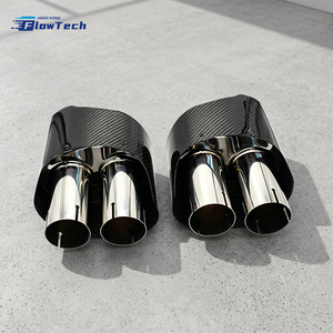 Puntas de escape cuádruples de fibra de carbono real de alta calidad para Audi A3 A4 A5 A6 A7, salida ovalada grande, estilo RS, acabado brillante, ajuste directo - Product Image 6