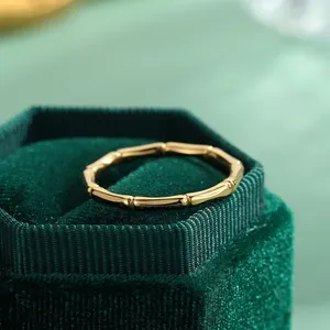 Wholesale New Trend Fashion Jewelry 18K Gold Plated Dainty Bamboo Pattern Band Ring For Women Gifts