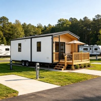 Maison mobile sur remorque, en panneaux sandwich d'acier, alimentée à l'énergie solaire, préfabriquée modulaire, pour camping-car, salon, chambre