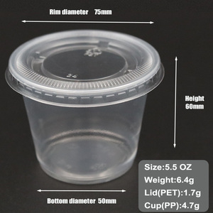 Gobelet jetable transparent en plastique <span class=keywords><strong>de</strong></span> 160 ml (5,5 oz) avec couvercle pour desserts, gâteaux, yaourts, poudings et sauces, idéal pour la restauration et les événements. - Product Image 2