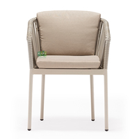 (E7097) Chaise de salle à manger en rotin tissé en corde avec cadre en aluminium pour l'extérieur avec coussin de siège